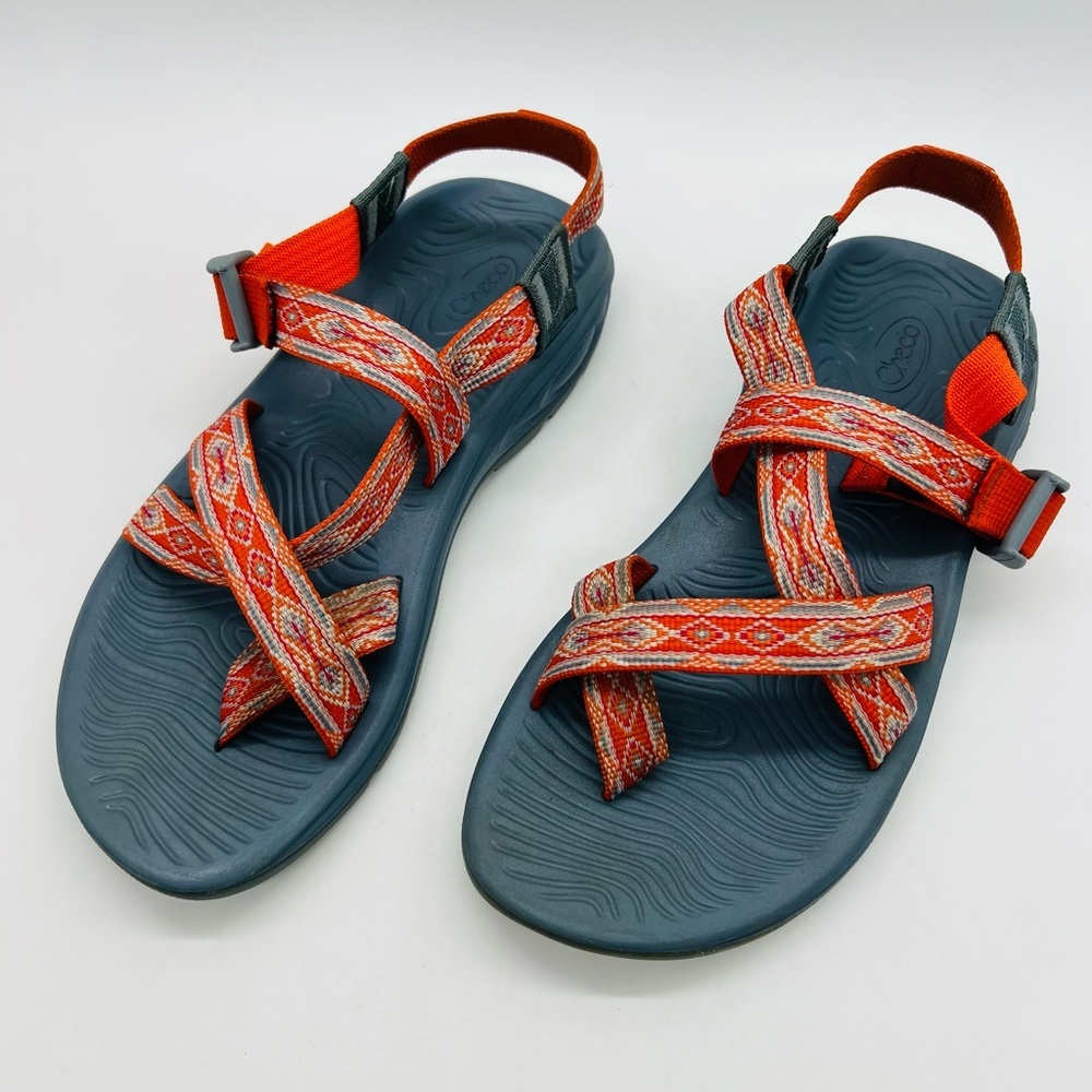 Chaco Women's Z/Cloud Sandal in Orange Patterned Straps